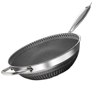 Thickened 316 Stainless Steel Pan, Non-stick Honeycomb Pan for Home Use on Induction and Gas Stoves Foodie Chef Tools